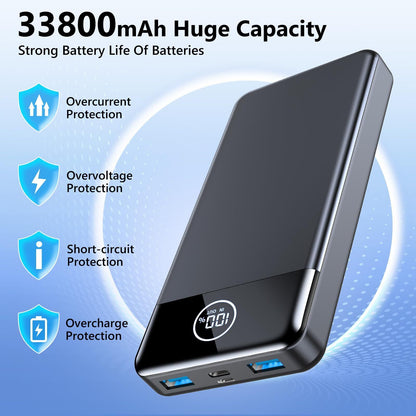 33800Mah Fast Charging Power Bank Portable Charger for Iphone Android Devices